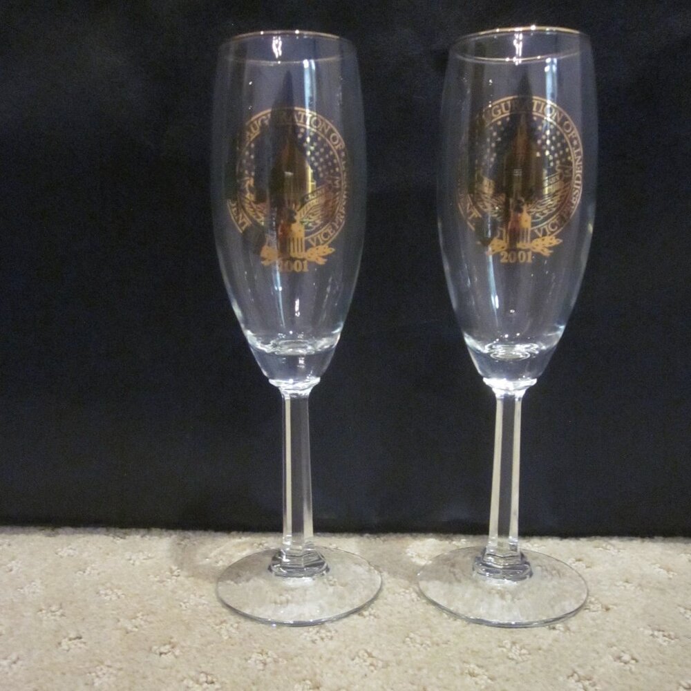 Pair of 2001 Presidential Inauguration Toasting Flutes